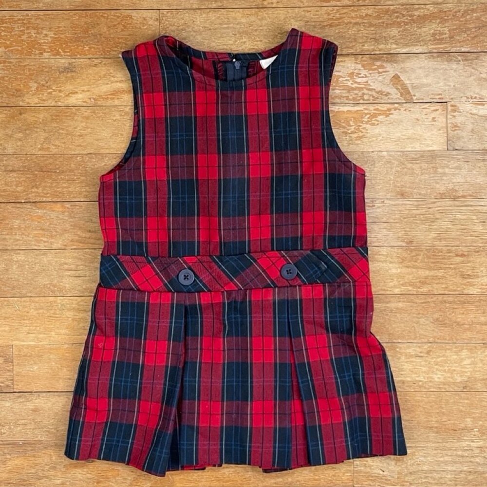 BECKY THATCHER Elderwear Jumper Red Plaid School  Little Girl Dress Size 3